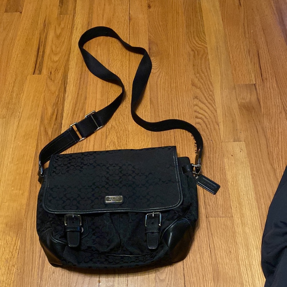 Coach black Messenger style silver hardware like new